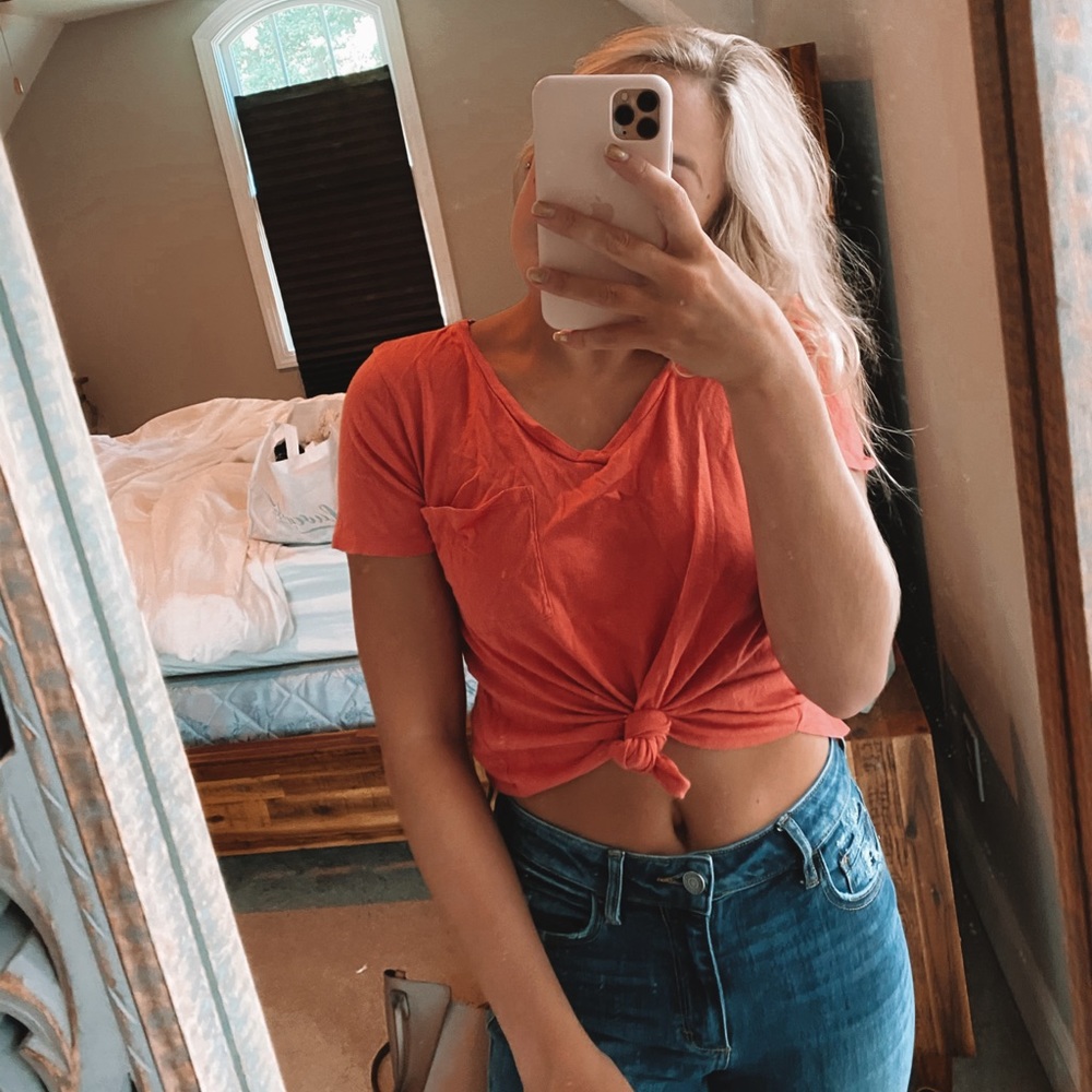 coral pocket tee!! make me an offer :)